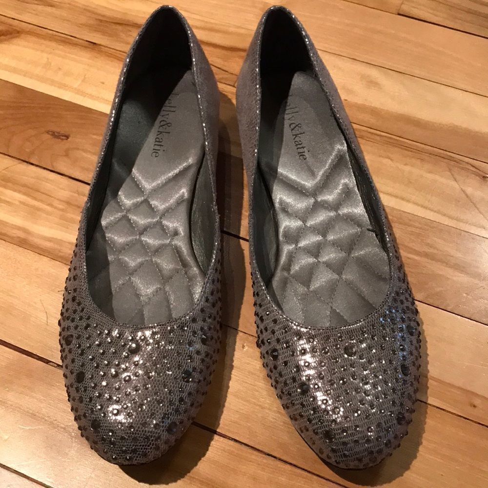 Kelly & Katie crystal studded glitter flats, 8 1/2